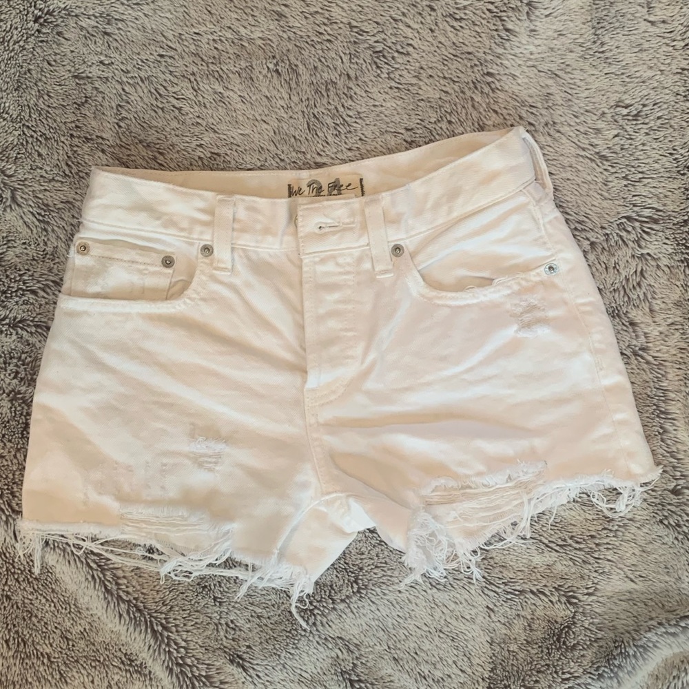 Free People We the Free White Distressed Shorts